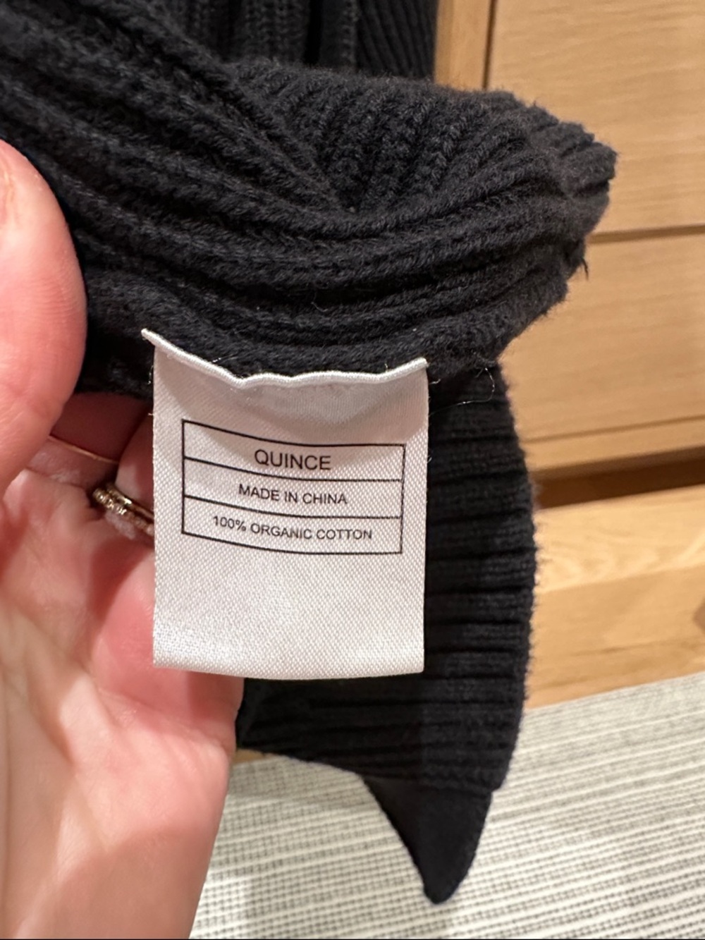 Quince Black Ribbed Open-Front Pocket Cardigan - Picture 5 of 5